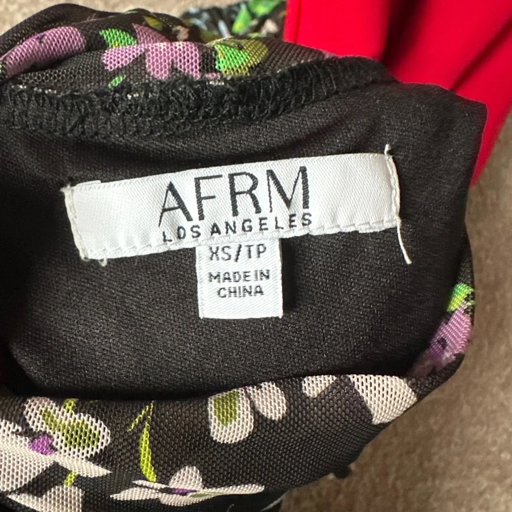 AFRM High Neck Black Floral Midi Dress - Picture 3 of 4